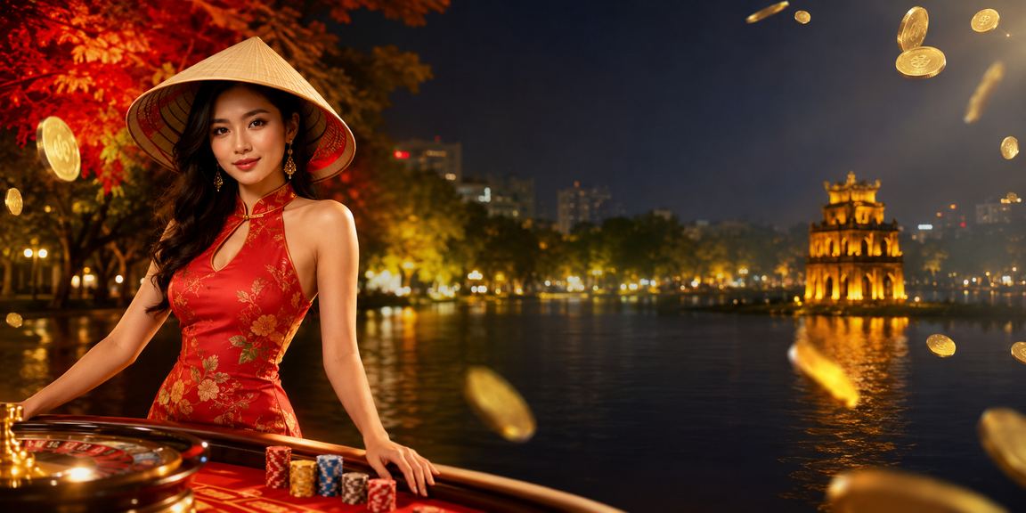 Người chơi trải nghiệm slot game ở Hà Nội với nón lá truyền thống