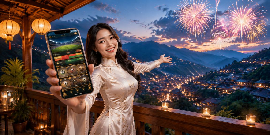 Phụ nữ mặc áo dài truyền thống tại Sapa tham gia cá cược thể thao trực tuyến